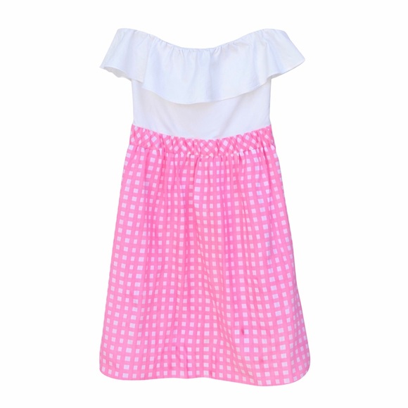 Lilly Pulitzer Dresses & Skirts - Lilly Pulitzer Athens Strapless Mini Dress Yummy Melon Pink Gingham‎ Size XS